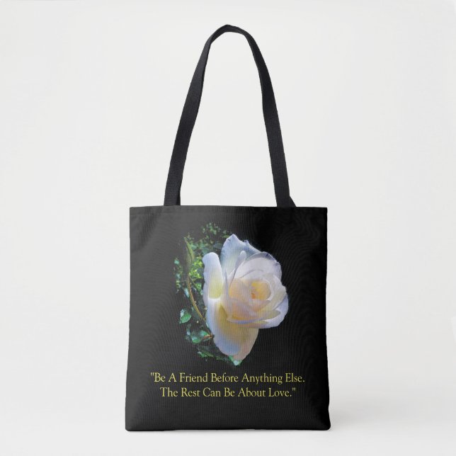 "White Gold Rose" Tote Bag Tasche (Vorderseite)