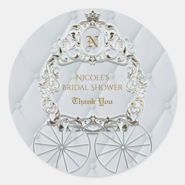White & Gold Royal Croupier Aschenputtel Gefallen Runder Aufkleber (Vorderseite)