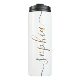 White Gold Script Custom Name Thermal Tumbler Thermosbecher
