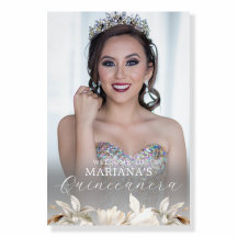 White Gold Silver Winter Florals Quinceañera
