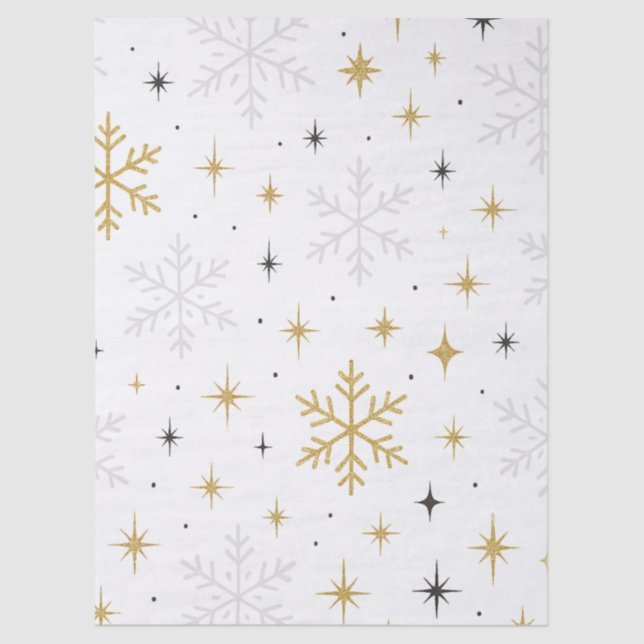 White & Gold Snowflake Sparkle Tissue Paper  Seidenpapier (Vorderseite)