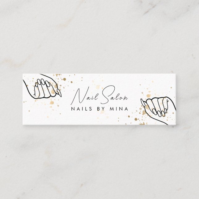 White Gold Speck Handnail Salon Mini Visitenkarte (Vorderseite)