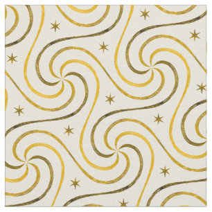 White Gold Spirals Stars Weihnachtsmuster Elegant Stoff