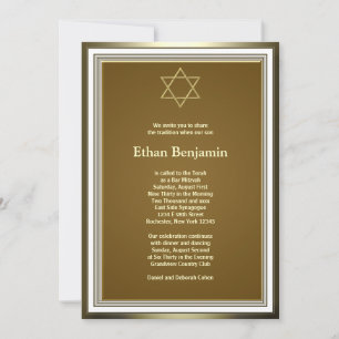 White Gold Star von David Bar Mitzvah Einladung