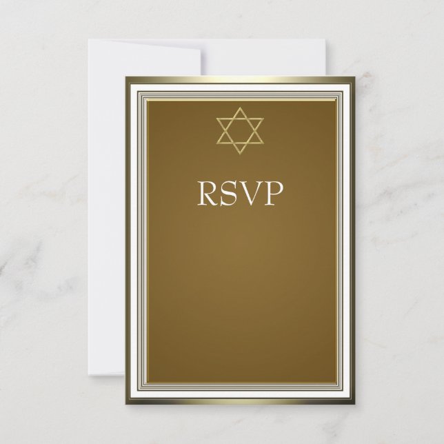 White Gold Star von David Bar Mitzvah UAWG RSVP Karte (Vorderseite)