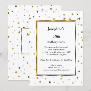 White Gold Stars 50e Anniversaire Fête Invitation