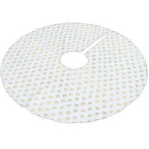 White Gold Stars Shine Bright Polyester Weihnachtsbaumdecke