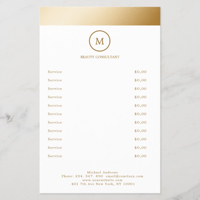 White Gold Stripe Monogramm Circle Flyer (Vorne)