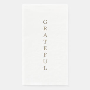 White Gold Text "GRATEFUL" Napkin Serviette