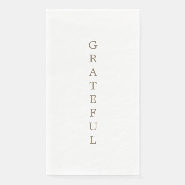 White Gold Text "GRATEFUL" Napkin Serviette (Vorderseite)