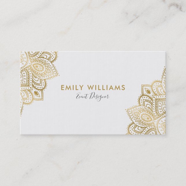 White & Gold Vintag Paisley Lace Visitenkarte (Vorderseite)