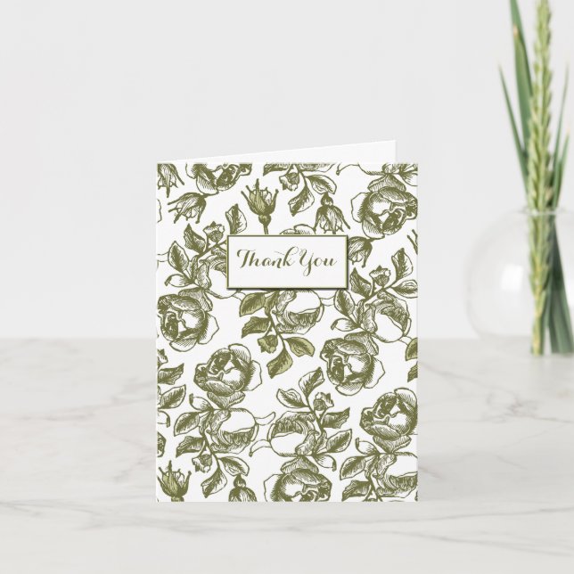 White Gold Vintage Rose bearbeiten Danke Karte (Vorderseite)