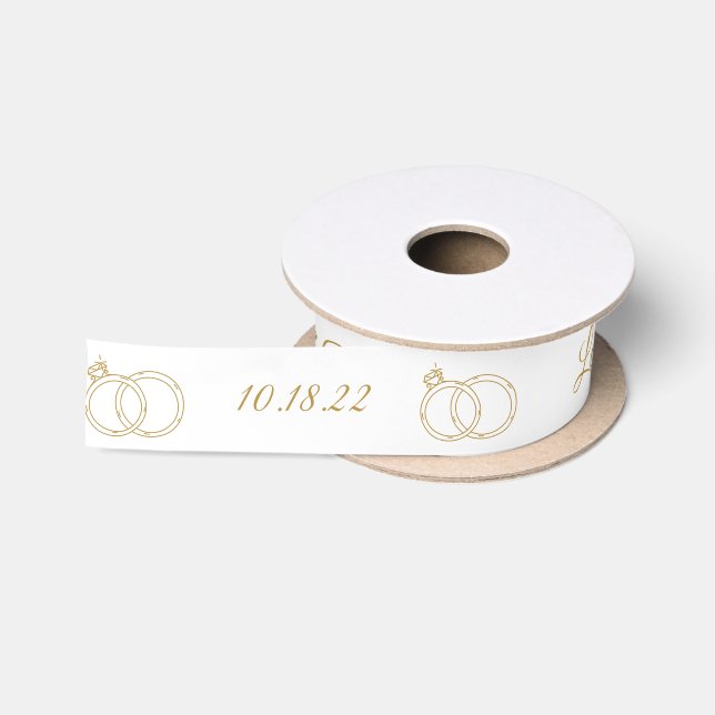 White Gold Wedding Personalisiert Name Ribbon Satinband (Spule)