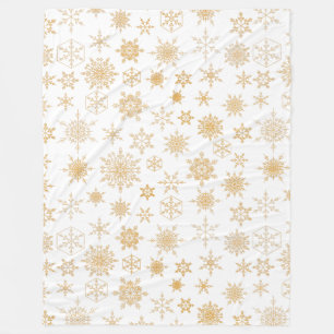 White & Gold Weihnachten Snowflake Muster Winter Fleecedecke