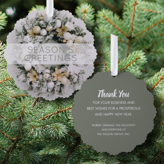 White Gold Wreath Business Holiday Grußpapier Ornament Karte (Von Creator hochgeladen)