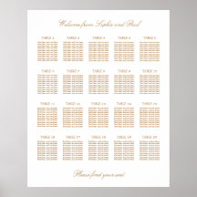 White Golden Beige 20 Table Wedding Seating Chart