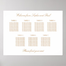 White Golden Beige 7 Tafel Hochzeitskarte