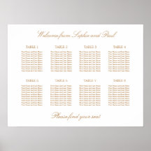 White Golden Beige 8 Tafel Hochzeitskarte