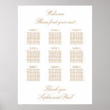 White Golden Beige 9 Tabelle Wedding Seating Chart