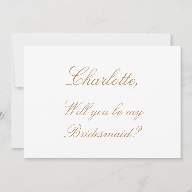White Golden Beige Bridesmaid - Vorschlagskarte Einladung (Vorderseite)