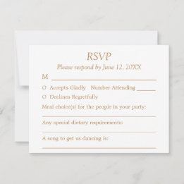 White Golden Beige Guest Choices Wedding RSVP Card Karte