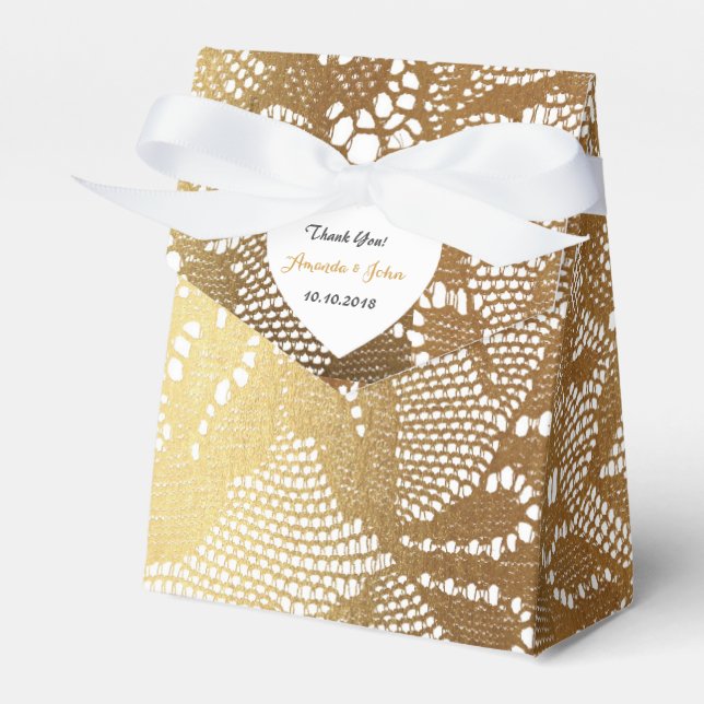 White Golden Glam Lace Gastgeschenk Hochzeit Viele Geschenkschachtel (Vorderseite)
