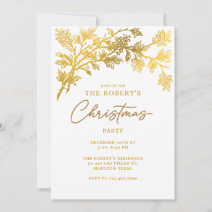 White Golden Modern Christmas Party Invitation