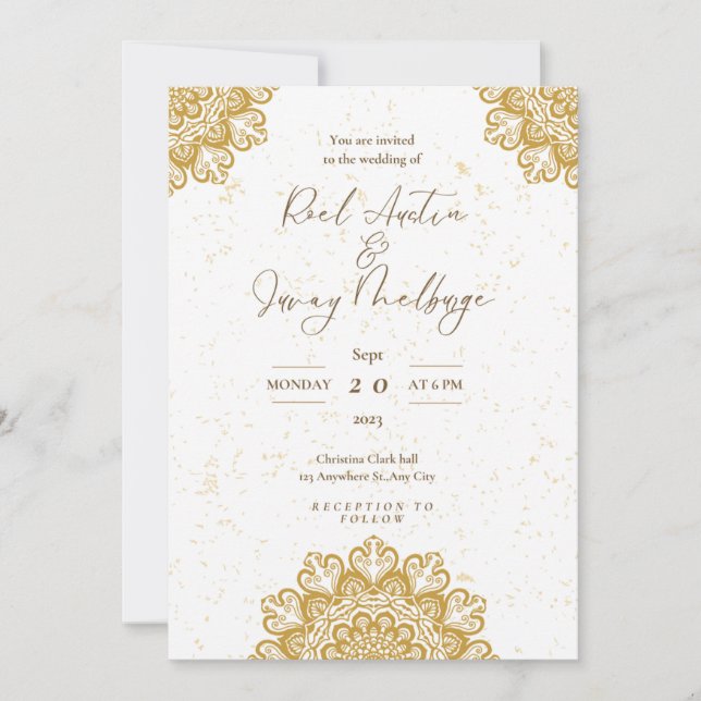 White Golden Modern Einladung (Vorderseite)