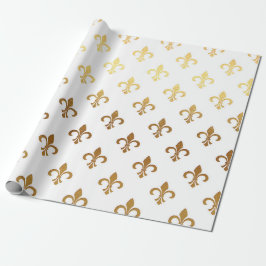 White Golden Royal Fior De Lise Geschenkpapier
