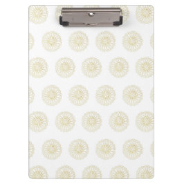 White | Golden Zinnia Flower Medallions Klemmbrett