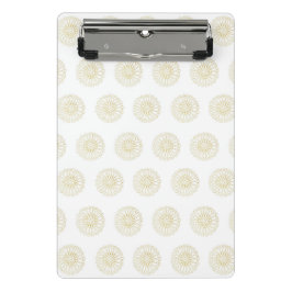 White | Golden Zinnia Flower Medallions Mini Klemmbrett