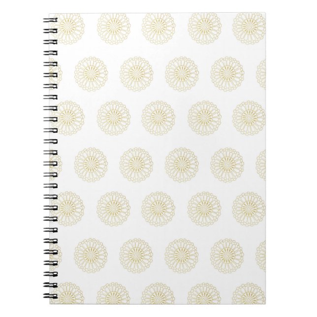 White | Golden Zinnia Flower Medallions Notizblock (Vorderseite)
