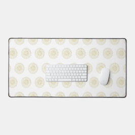 White | Golden Zinnia Flower Medallions Schreibtischunterlage