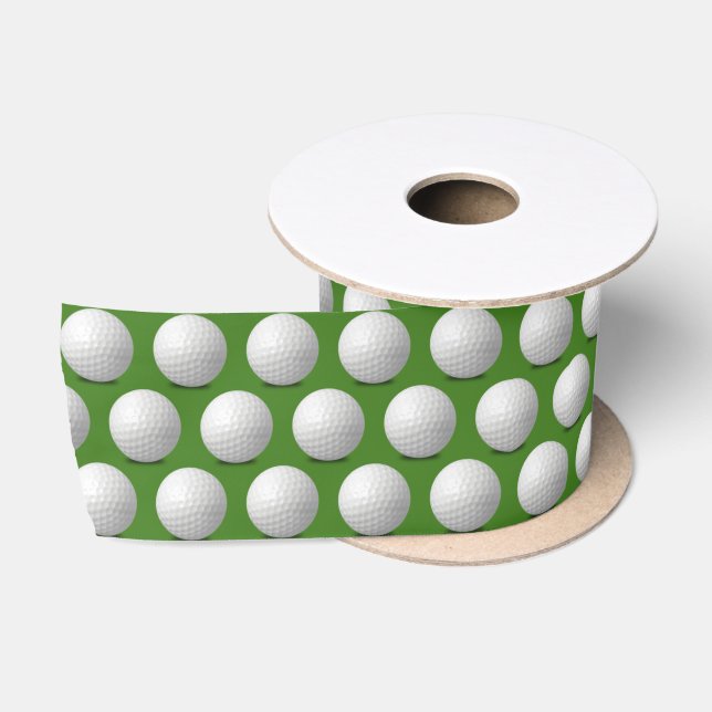 White Golf Balls auf Green Satinband (Spule)