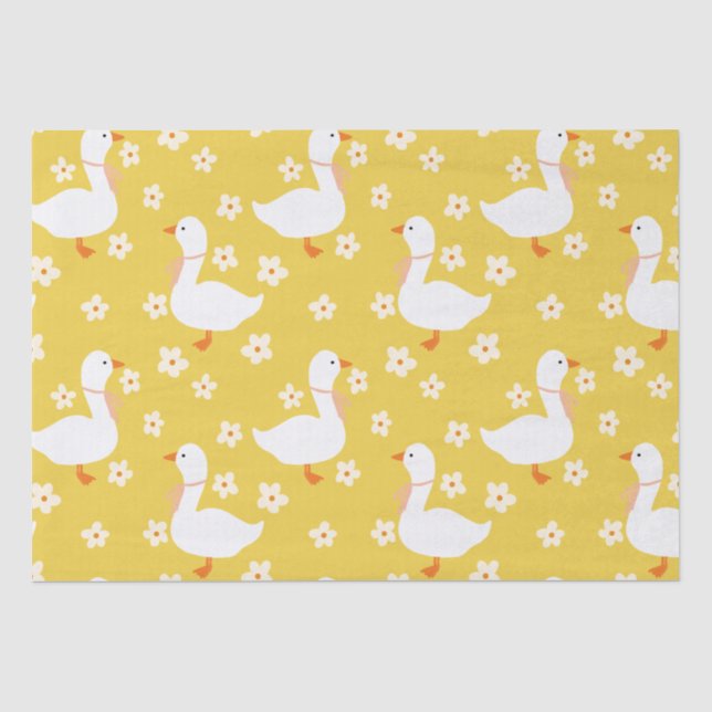White Goose and Daisises Danke, gelb Seidenpapier (Vorderseite)