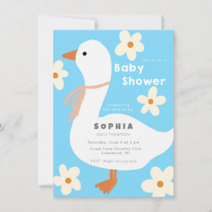 White Gose and Daisies Baby Shower Einladung