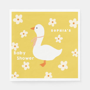 White Gose and Daisies Baby Shower Serviette