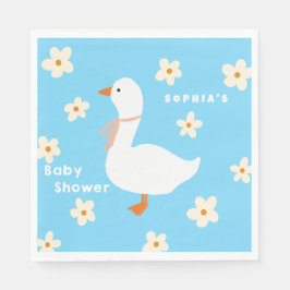White Gose and Daisies Baby Shower Serviette