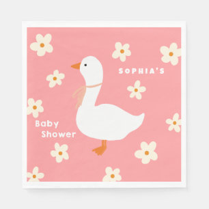 White Gose and Daisies Baby Shower Serviette