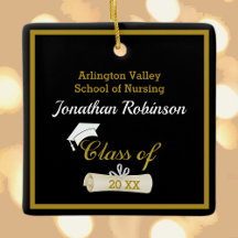 White Grad Cap und Diploma Keramik