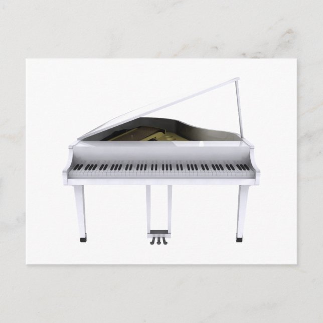 White Grand Piano: 3D-Modell: Postkarte (Vorderseite)