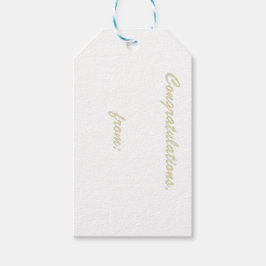 White Gratulations Gift Tag (Gold-Skript) Geschenkanhänger