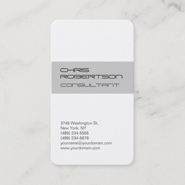 White Gray Attraktive Charm Business Card Visitenkarte (Vorderseite)