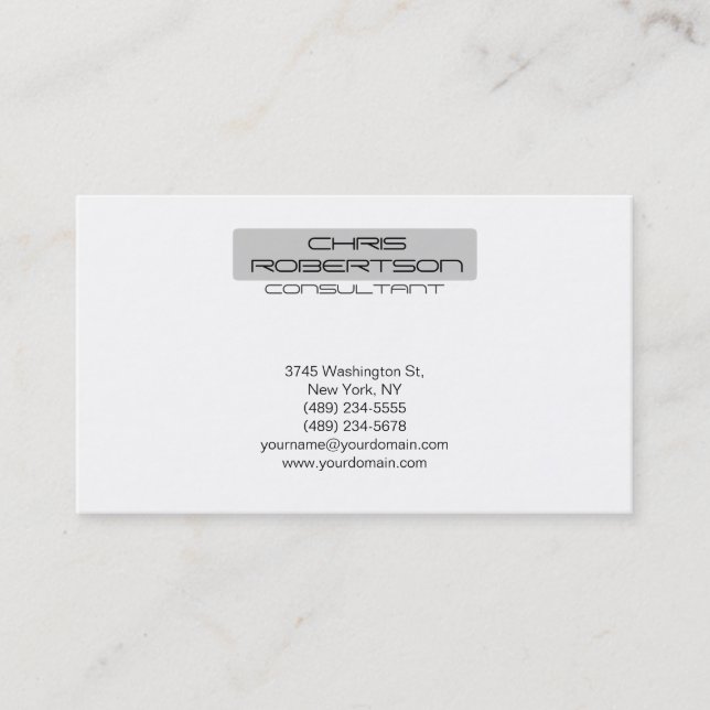 White Gray Attraktive Charming Business Card Visitenkarte (Vorderseite)