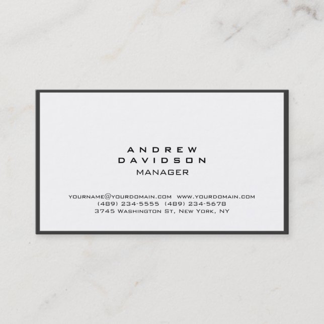 White Gray Border Trendy Schlicht Chic Business Ca Visitenkarte (Vorderseite)