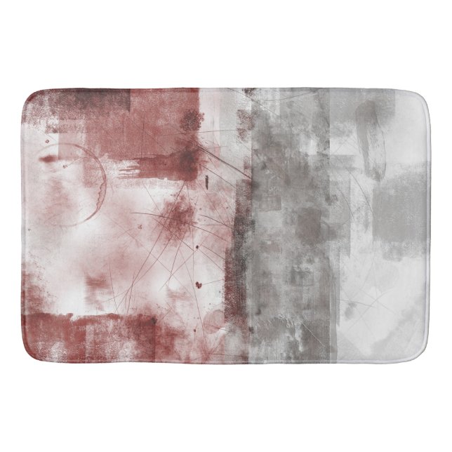 White Gray Burgund Rustic Modern Abstrakt Nr. 56 Badematte (Vorderseite)