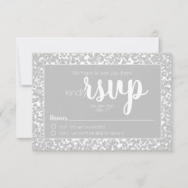 White Gray Informal Diamond Glitzer Wedding RSVP