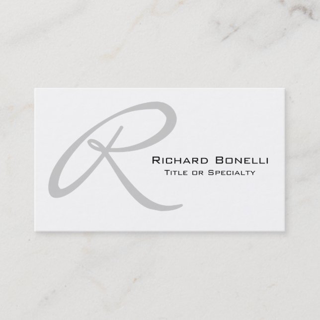 White Gray Monogram Consultant Business Card Visitenkarte (Vorderseite)