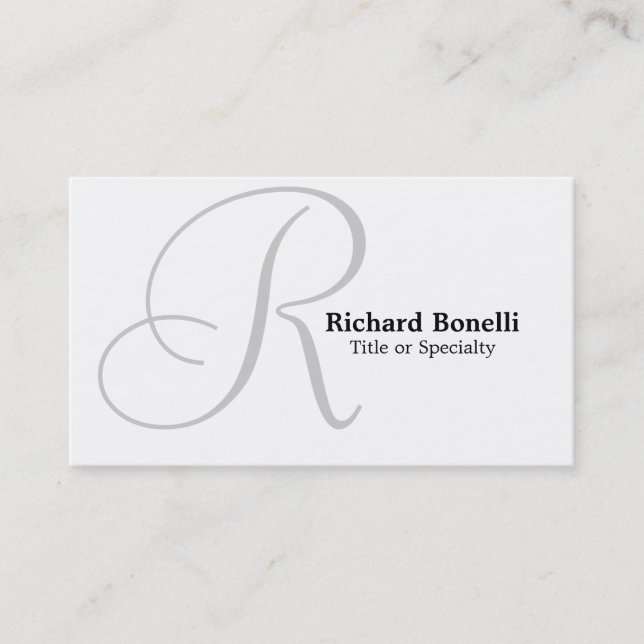 White Gray Monogram Consultant Business Card Visitenkarte (Vorderseite)