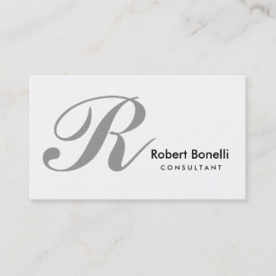 White Gray Monogram Consultant Business Card Visitenkarte